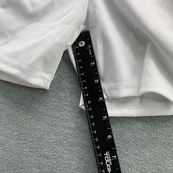 Women White Bodycon Shirts & Shorts with Sequined Front Logo Set Size XXL (A41) - Picture 11 of 13